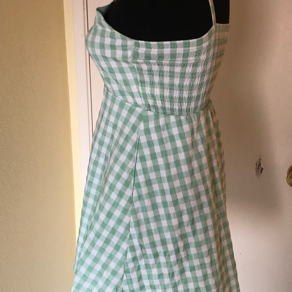Green Gingham Dress with Ruffle Hem - Picture 3 of 4